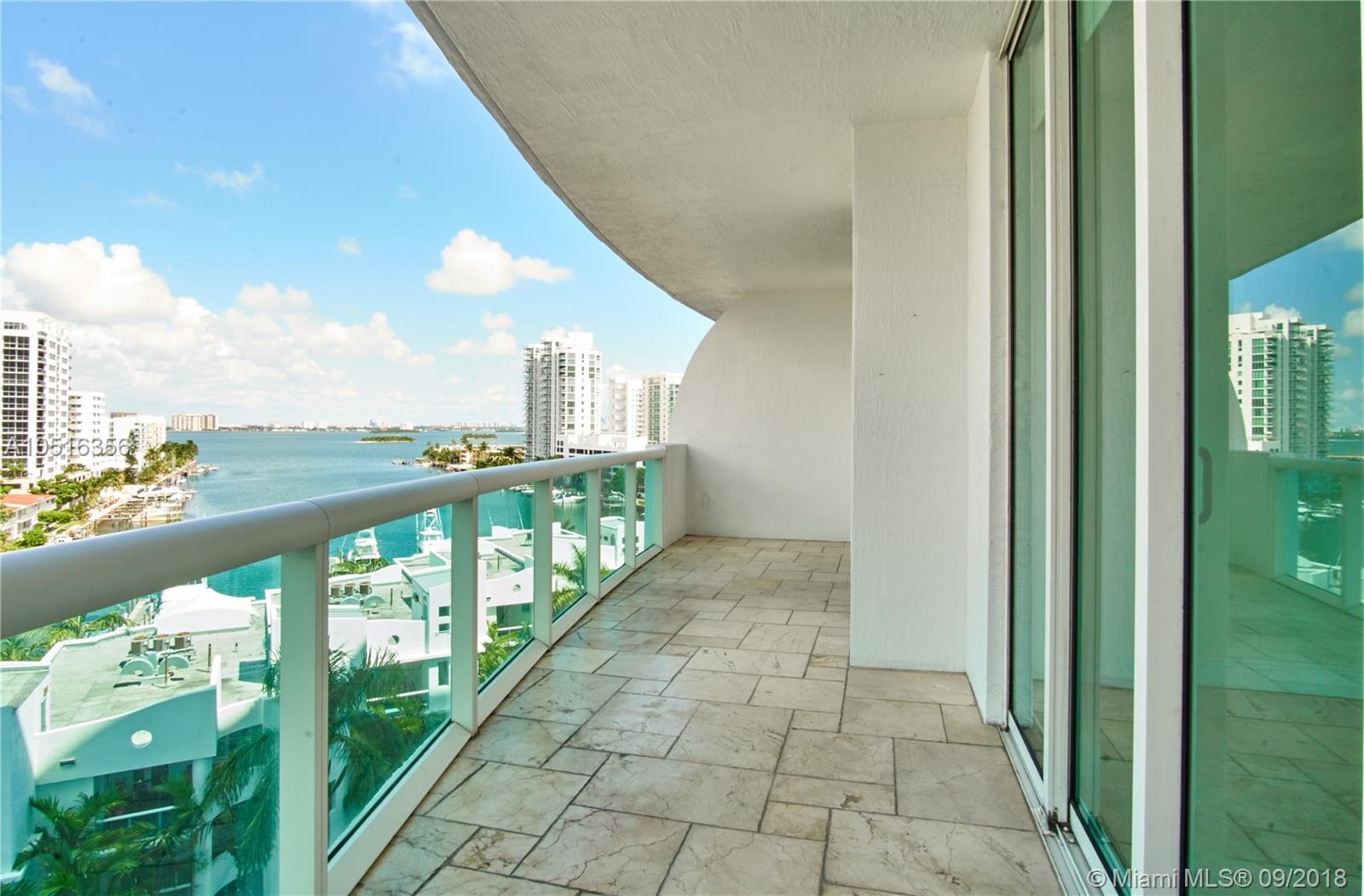 Impeccable 2 bed/ 2 bath split plan condo at 360 condominium in North bay village. A full service building offering 24 hr concierge,24 hr gated security,gym, 2 pools, private marina and much more. Washer and dryer inside unit, large balcony, granite count er tops in kitchen with s.steel appls. and tile throughout entire condo!! Water views from every room make this condo a must see!