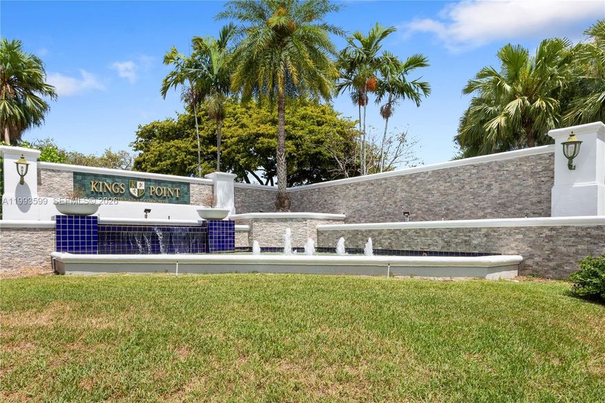 2bed-2bath condominium located on the second floor at the Kings Point 55+ gated community of Belfort. The Kings Point clubhouse offers dinner shows, a movie theater, game rooms, heated indoors and outdoors pools, saunas, gym, social clubs, pickle ball, and tennis courts. Belfort offers virtual guarded gate entry. No current assessments for this unit. Which features and updated kitchen, bathrooms. Title throughout. Full-size washer and dryer. Screened balcony. The electrical panel and water heater replaced in 2024. Roof replaced in 2020. One assigned parking space. Maintenance includes water, cable TV, internet, insurance, interior pest control, and maintenance of Belfort’s pool and shared area. Belfort has reserves which allows for financing.