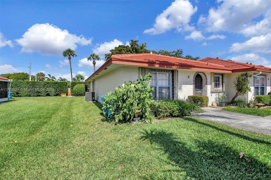 Rare end-unit available in East Boynton! This spacious 2/2 villa is tucked away in a quiet cul-de-sac and offers a private 2-car driveway. Enjoy a large, open kitchen with extra cabinetry, a generous dining area, and an expansive family room—perfect for entertaining. Both bedrooms feature their own bath, and the oversized primary suite includes dual closets and French doors leading to a bright Florida room with wet bar and private screened patio. RECENT UPDATES: new flooring, water heater, dishwasher, & refrigerator. Full size washer/dryer. ALL AGE, pet-friendly community with no breed or size restrictions, plus access to a sparkling pool. Located just steps from a public park, with easy access to I-95, shopping, dining, and the beach. Only two tenants in 20 years! Don’t miss this one.