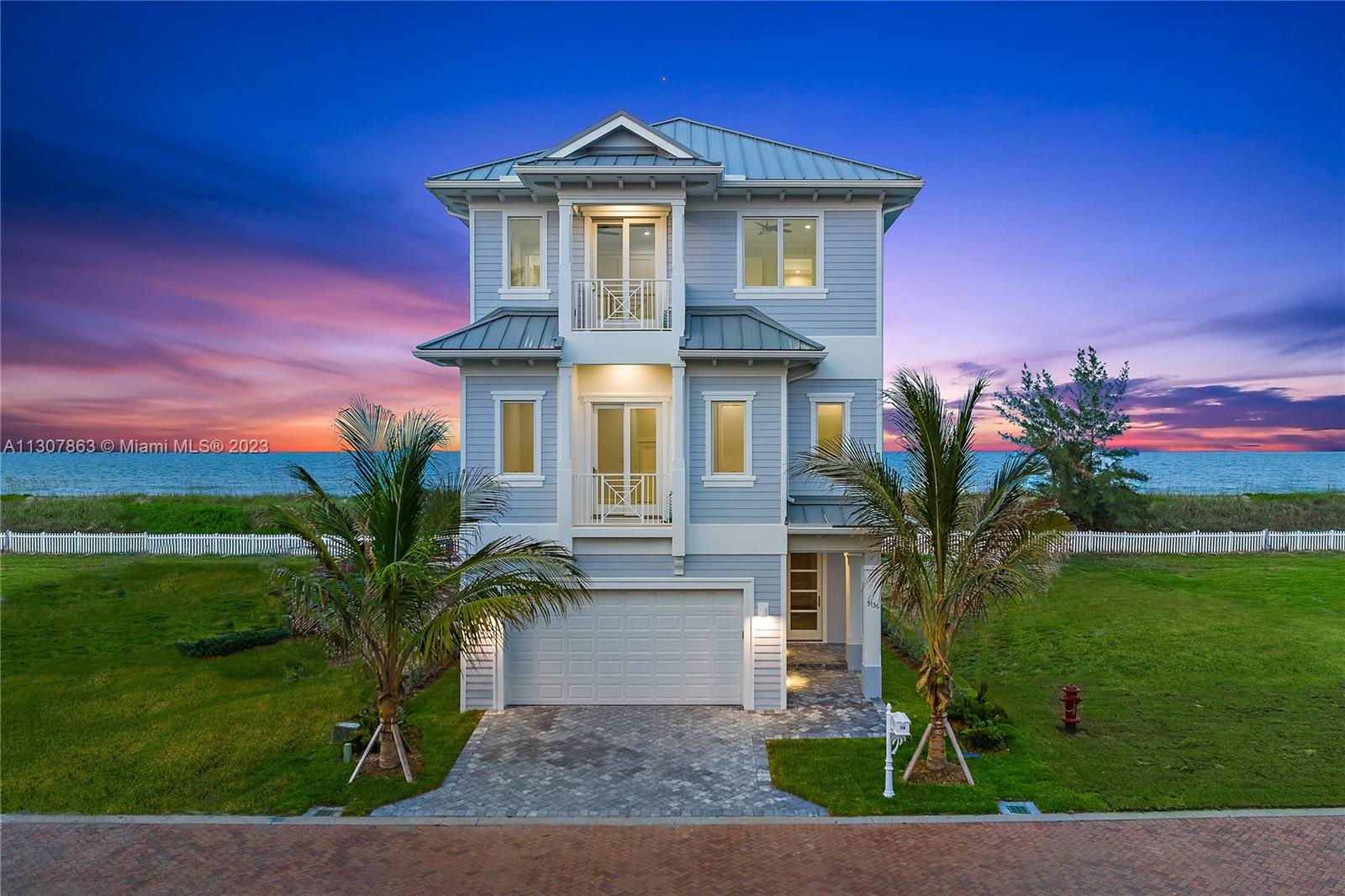 Brand New with high ceilings and stunning views! Enjoy luxury oceanfront living in this 4 bedroom 5.5 bathroom home with elevator. First floor flex-space has separate entrance and is perfect for a media room, gym, or home office. The home's exterior exudes British West Indies architecture with casual contemporary touches throughout the interior. Top of the line features include Andersen Impact windows and doors, Wood-Mode cabinetry, quartz counter tops, Thermador gas range, stainless Kitchen Aid appliances, and all concrete construction including floors at all levels.. Perfect for family gatherings, a weekend retreat, or Florida luxury living year round. Come make your own personal statement today...