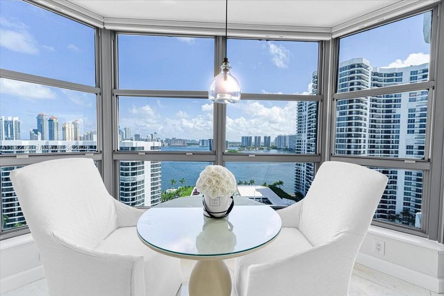 Rarely available 3 bedroom and 3 bathrooms corner unit on the 21st floor of Mystic Pointe—one of the few 3/3 layouts in the community. This bright and spacious residence features flat ceilings, marble floors, and panoramic views from every room. Enjoy a large wraparound balcony ideal for relaxing or entertaining, plus an eat-in kitchen overlooking the water. With a separate laundry room. Located in a gated community with resort-style amenities: heated pool, sauna, full gym, lighted tennis courts, restaurant, salon, convenience store and on-site marina with dock availability. Minutes to Aventura Mall, parks & houses of worship. Easy to show!
HOA is $1,544.88 monthly POA 494 every 3 months