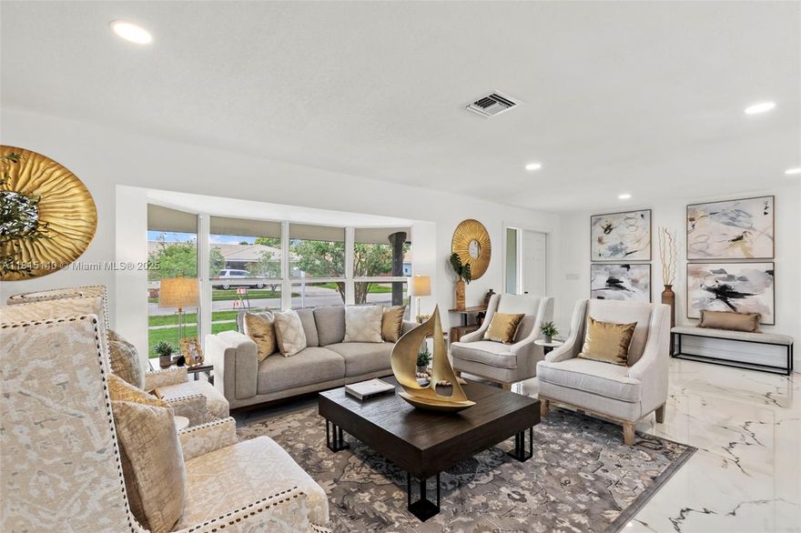 JUST FINALIZED..! Welcome to this Beautifully RENO 4-Bedroom, 2-Bathroom, perfectly situated in the Desirable Boca Square. This Spacious One-Story HOME offers comfort & privacy. Open LAYOUT. NEW ROOF done in  2025, TWO Car Garage, NEW A/C, NEW Ducts & Vents, NEW Floor, Porcelain 24"x48", NEW Italian Kitchen Cabinetry & HUGE ISLAND with WATERFALL EDGE, AND BUILT IN A LOT OF STORAGE & NEW Hight-End Appliances, NEW Exotic Quartz Counter Top, NEW MARBLE Deck & Terrace, NEW Landscaping & Full Irrigation System, NEW Baseboard & Interior Door's Frames, NEW Water Heater, Professional Painting in & Out side, New Black Features, Impact Windows and Doors, All Fenced, WHOLE HOUSE GENERAC GENERATOR, AND much more.. OPEN HOUSE IS COMING SOON..!