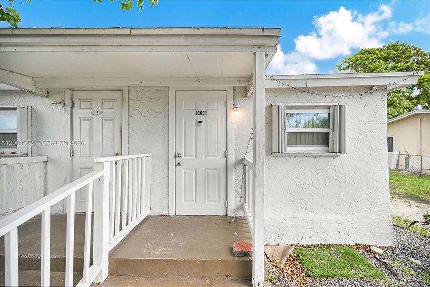Excellent investment opportunity in a high-demand South Miami location! This well-maintained duplex is ideally situated just minutes from Kendall, offering unmatched convenience with easy access to major highways, shopping centers, schools, parks, and dining options. Located in a rapidly growing and desirable residential area, this property benefits from strong rental demand and long-term appreciation potential.
The duplex features two spacious units with functional layouts, abundant natural light, and a quiet residential setting. Unit 10601 has been recently updated with brand-new flooring and fresh interior paint, providing a clean and modern feel that is move-in ready for tenants or owner-occupants. Both units are currently rented on a month-to-month basis, generating immediate income while allowing flexibility for future rent adjustments. 
This property presents a great value-add opportunity for investors looking to maximize returns. With minor cosmetic upgrades and strategic improvements, there is strong potential to increase rental income to market levels and significantly improve cash flow. The ample parking and desirable layout further enhance tenant appeal.