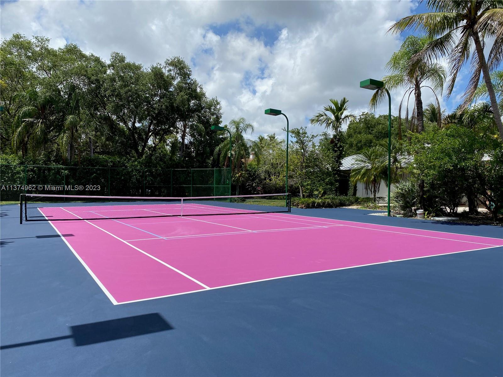 Pickleball anyone? This 5097 sf 6/6 pool home with lighted tennis court, sauna, & separate in-law quarters on a builders' acre is just waiting for your finishing touches! Perfectly located in a wonderful neighborhood just outside of Pinecrest on a low-traffic, cul-de-sac street in an excellent school district. The spacious living areas flood with sunlight through the french doors opening to the covered patio with new travertine surround and updated pool with LED lighting. The eat-in kitchen opens to the family room, perfect for entertaining, and the split-bedroom plan gives everyone their privacy. Extra storage room & whole-house water filtration system are bonuses. The separate entry 1/1 in-law suite with sauna would also make a perfect gym or home office. A must see!