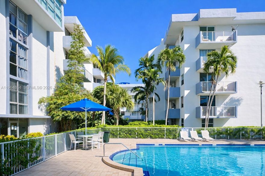 Bright 2-bedroom, 2-bath corner condo with abundant natural light, peaceful water views, and two balconies. Features include in-unit washer and dryer, tile flooring, stainless steel appliances, ample closet space, and one assigned parking space. Located in a walkable, family-friendly neighborhood with a top-rated school just steps away, along with parks, groceries, and the upcoming youth soccer academy. Well-maintained building with tropical pool and fitness center. Located in North Bay Village, a hidden-gem island between Miami Beach and Miami with exciting new luxury developments underway.