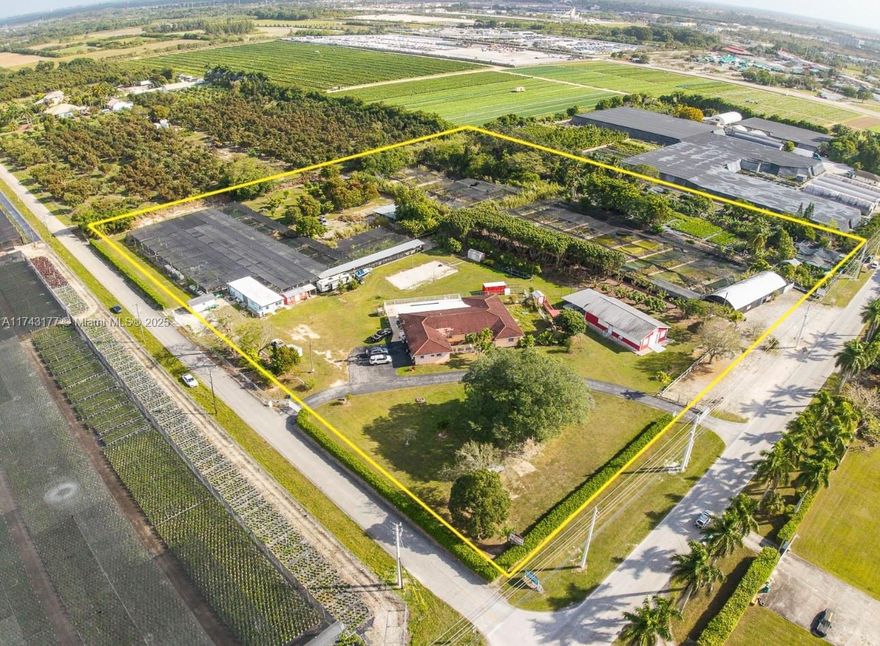 GREAT PARCEL OF LAND OF ALMOST 10 ACRES IN REDLAND BEAUTY AND A TOTAL COMBINED 17,405 SQ. FT. OF BUILDINGS, IT IS ZONED AU-IMPROVED AGRICULTURAL AND RESIDENTIAL SINGLE FAMILY HOME. THE CONCRETE BLOCK CHARMING HOME WITH ALMOST 4,000 SQ. FT. WITH A LARGE SWIMING POOL, HAS 4 BEDROOMS AND 3 BATHROOMS PERFECT FOR FAMILY GATHERING. THIS ONE-OF-A KIND 10 ACRES ESTATE OFFERS A VARIETY OF PRESENT AND FUTURE USES, I.E. FUTURE MOVE OF THE UDB FOR MAJOR DEVELOPMENT AND VERSATILITY. IT CAN BE USED AS EVENT HOSTING, NURSERY, EQUESTRIAN ESTATE, PRIVATE RETREATS, KOI FISH FARM AND MANY MORE OPPORTUNITIES. CUSTOM BARN PRESENTLY USE FOR EVENTS, SURROUNDED BY LOTS OF LYCHEE AND MANGOE TREES. THIS ESTATE IS A UNIQUE INVESTMENT AND DUE TO ITS PROXIMITY TO US1 ATRACTS CUSTOMERS FOR ITS VARIETY OF USES.