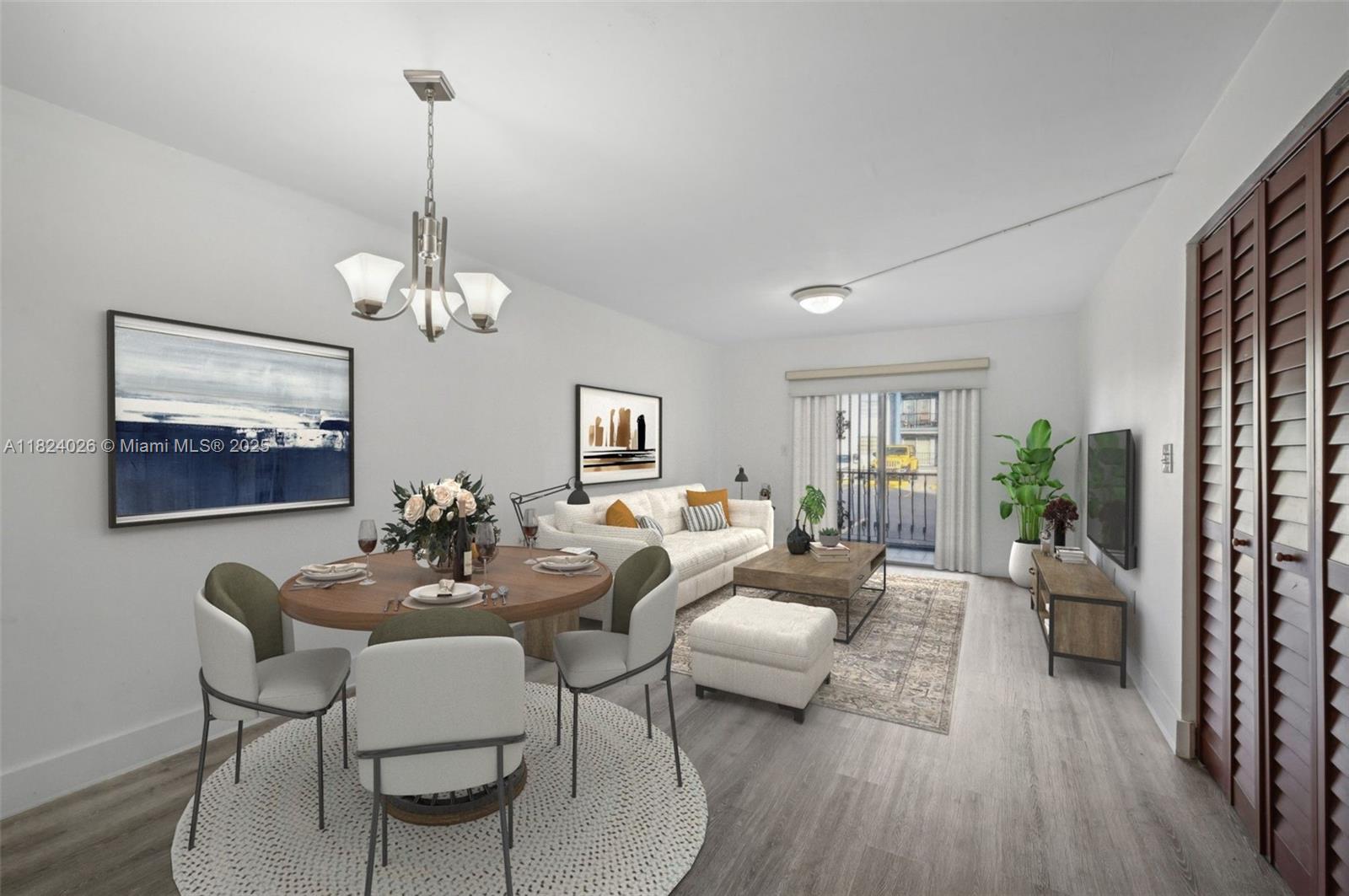 This charming 2-bed, 1-bath corner unit condo in Miami offers a bright, open-concept living space with laminate wood floors, a 2023 tankless water heater, and a 2019 A/C system under warranty until 2029. The functional kitchen provides ample counter space and storage, perfect for cooking and entertaining. Both bedrooms are generously sized with large windows that fill the rooms with natural light. The bathroom is well-maintained with modern, clean finishes. Enjoy a private front porch—perfect for morning coffee—& assigned parking directly in front of the unit. Conveniently located near the laundry room. Located on the 1st floor of a gated, all-ages community with security cameras, a pool, no current assessments, and 40-year recertification completed. Low HOA, prime location, move-in ready!