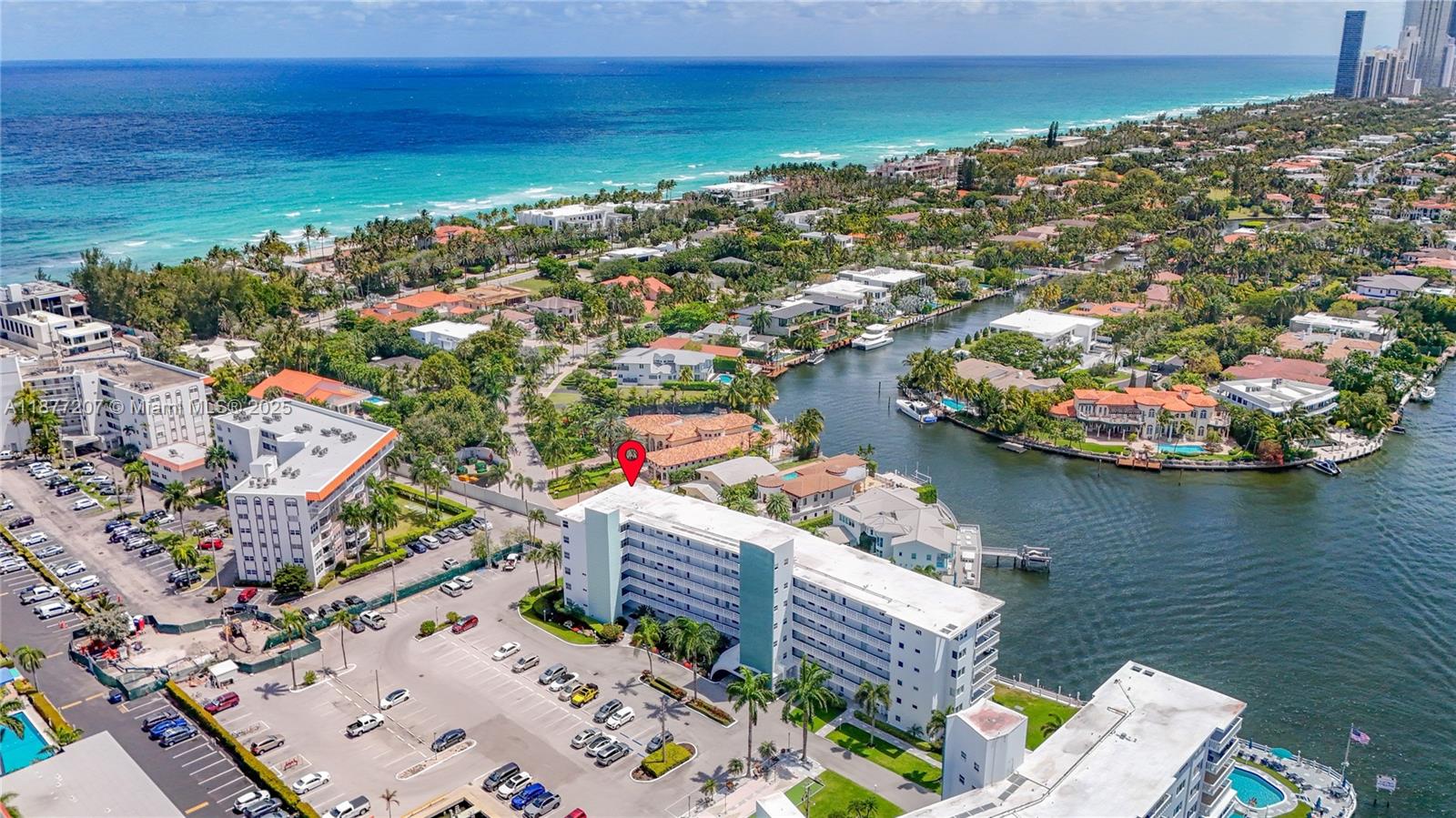 Intracoastal living on one of Golden Beach’s most coveted streets. Top-floor corner 2BR/2BA, 1,400 SF unit offers expansive water & sunset vistas from living room, bedroom, and balcony. Interior highlights include stainless steel appliances, in-unit washer & dryer & full hurricane-impact windows and sliders. Gated, well-managed community offers resort-style amenities: waterfront pool, clubhouse, ample guest parking, and a newly remodeled private marina with dockage available (approx. up to 27’). Short walking distance to the beach. Close to airports, top restaurants, & shopping. Ideal as a primary or vacation home. No rentals. No pets. Low Association dues: $735. CASH-ONLY.