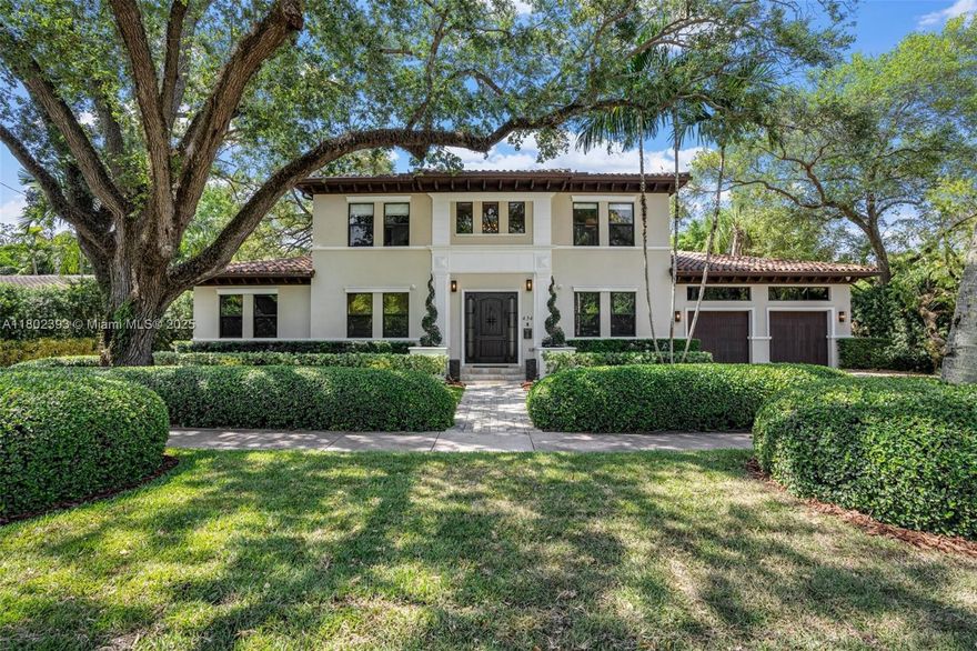 Located in the prestigious Riviera section of Coral Gables, this two-story 5BD/4.5BA home blends elegance and comfort with high ceilings throughout. Enjoy an open-concept kitchen and living area perfect for entertaining; formal dining area; living room; as well as sunlit family room leading to a screened in porch overlooking the lush tropical backyard and sparkling pool. First floor features two bedrooms with full bath; separate laundry room; guest half bath; pantry, ample closets and built in cabinetry; two built-in wine coolers. Travertine marble throughout the common areas and wood flooring in the bedrooms. Upstairs, a home office nook; the spacious primary suite with private patio and both guest bedrooms all feature en-suite baths & walk in closets. Two-car garage with ample  storage.