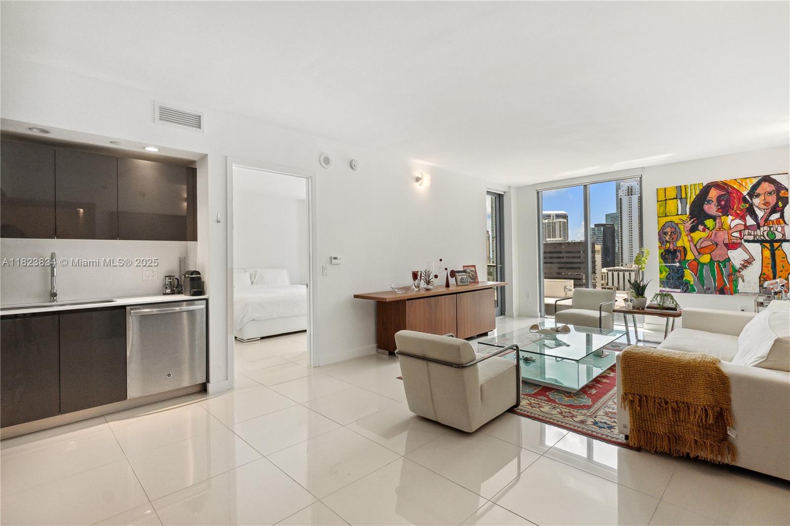 Best line unit in Mybrickell condominium 2 Bed+DEN & 2 Bath, porcelain tile floor all throughout, kitchen come with stainless steel appliances and Italian Cabinetry. Washer & Dryer, etc. Water, Basic cable & Wifi internet provided by condo. This boutique condo with only 192 residences and only 8 units per floor offer great amenities like rooftop pool, clubhouse and fitness center. Across the street from Brickell CITICENTRE. TENANT OCCUPIED until July 31, 2025. TEXT listing agent to coordinate with Tenant with 24 prior notice. Tenant can show unit only Mon-Fri between 5PM-6:30 PM.