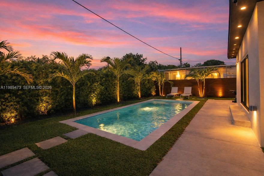 Welcome to this fully reimagined 3 bedroom 2 bathroom modern residence with over 1,404 SQF in the heart of Miami’s vibrant urban core. Thoughtfully redesigned from top to bottom. The open-concept interior is flooded with natural light and features wide plank, wood-look flooring throughout, smooth white walls, recessed lighting, and a seamless indoor-outdoor flow. The designer kitchen anchors the home with custom wood cabinetry, integrated appliances, and a waterfall island.

Bedrooms are bright and serene, offering generous closet space and a minimalist aesthetic. Spa-inspired bathrooms showcase floor-to-ceiling stone finishes, floating vanities, modern fixtures, and glass-enclosed showers.

Step outside to your private backyard retreat, complete with a newly built swimming pool ideal for relaxing, entertaining, or enjoying Miami’s year-round sunshine. Located minutes from Wynwood, the Design District, Midtown, and Downtown Miami, this home offers the perfect balance of modern luxury and urban accessibility.