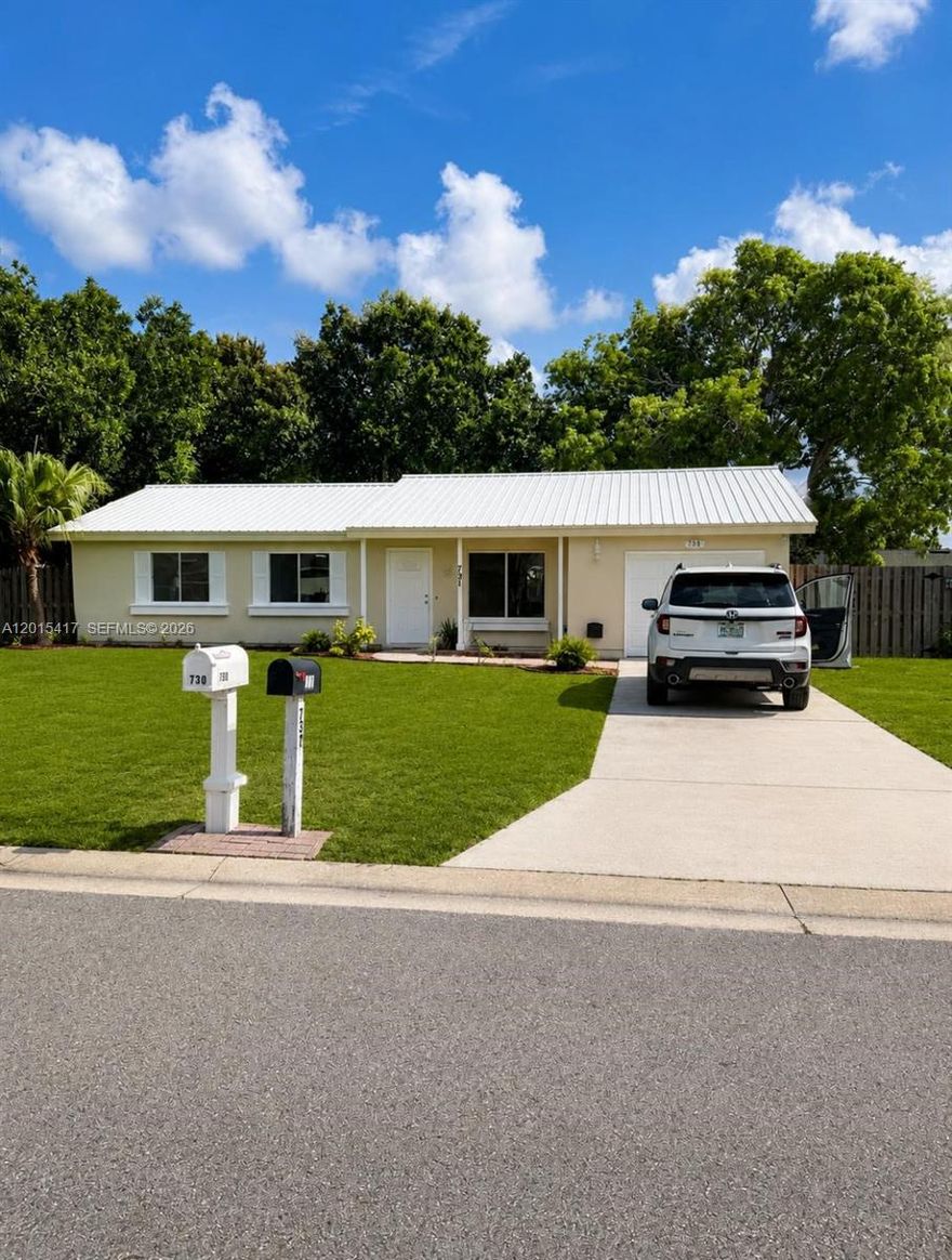 Move-in ready home in the heart of Vero Beach Highlands. This freshly painted 3-bedroom, 2-bath residence offers 1,320 SF of living space with a functional one-story layout, attached garage, and spacious backyard on a 10,019 SF lot. Ideal for first-time buyers, families, seasonal residents, or investors looking for a solid opportunity in a growing area of Indian River County.
The home features bright living areas, ceramic and laminate flooring, comfortable bedrooms, and excellent natural light throughout. Large lot provides room for outdoor entertaining, gardening, or future customization. No HOA. Located in a quiet residential neighborhood with convenient access to shopping, schools, dining, parks, and the beaches of Vero Beach.
Recent exterior paint gives the property a clean and refreshed appearance, making it ready for its next owner. Strong value for buyers seeking affordability, space, and long-term potential in Florida’s Treasure Coast market.
Buyer to verify all measurements and property details independently.