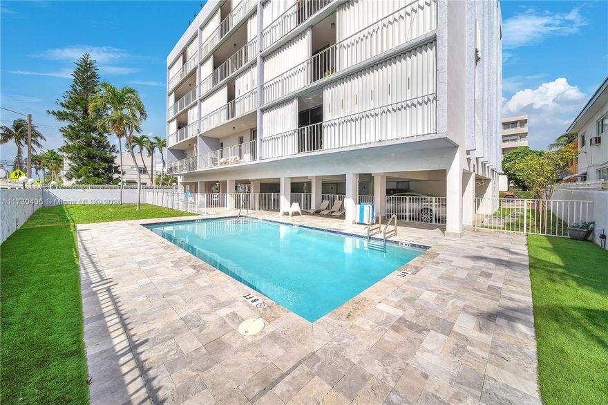 Live just two blocks from the beach ! Very spacious and bright  1 bedroom  and 1.5 bath apartment in a boutique, secured building. Enjoy a prime location near Bal Harbour Shops, restaurants, and cozy coffee spots. Very well maintained building, assigned parking spot, pool and gym. A perfect place  for those seeking a vibrant yet peaceful coastal lifestyle.