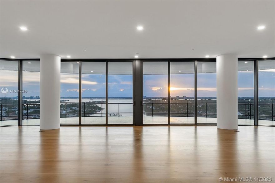 Eighty Seven Park by Renzo Piano is a collection of private oceanfront residences designed to seamlessly embrace park and ocean in Miami Beach’s newest neighborhood. The first residential project in the United States created by Pritzker Award-Winning architect, Renzo Piano. The grounds are surrounded by lush, green areas consisting of the redesigned 35-acre North Shore Park to the south and a private garden, designed by renown landscape architect West 8 for residents to the north. The crystal clear glass walls lend beauty and elegance that create a seamless transition from indoor to outdoor spaces. This extraordinary three bedroom residence has 3,460 Interior SF and a 2,867 SF wraparound terrace where you can enjoy endless 180° views of the ocean, park, city and Downtown Miami skyline.