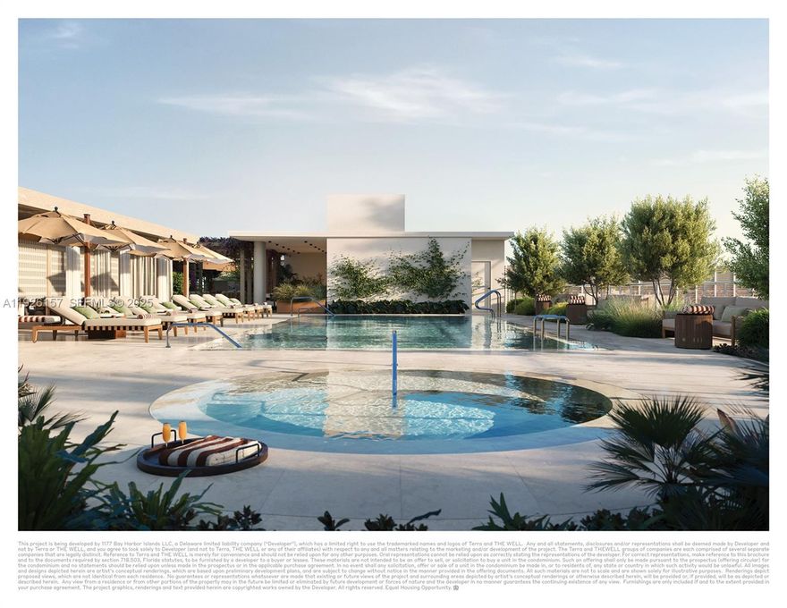 Welcome to the crown jewel of Bay Harbor Islands' renaissance! Perfectly located in the center of Miami's best live, work, play neighborhood, The Well Residences is a a boutique, low-rise, luxury building designed by Arquitectonica to bring complete health and wellness to the residents. #802 offers 1,150 square feet 1 Bed 1.5 Baths, West facing balcony offers great outdoor space. Features include a stunning quartzite kitchen, oak flooring, floor to ceiling glass walls, and an oversized primary bedroom suite with stand alone tub and a large shower with built-in lymphatic massage hose. Valet or SELF PARKING. Landmark building features 22,000 Sq. Ft. of Spa Amenities including state of the art fitness and wellness center PLUS a Resident only Gym, Private Rooftop Pool, and a full service Beach Club! New construction, Developer inventory available on 1 to 3 Bedrooms starting at $1.3m Developed by Terra Group & David Martin, Designed by Meyer Davis. Live, work, and play in Bay Harbor and Bal Harbour where health, luxury, and wellness are part of your everyday! Delivering in the first quarter of 2026! New Year, New Home! Contact Listing Agent soon for limited developer inventory. Sales Gallery Open Daily at 1160 Kane Concourse, Bay Harbor Islands