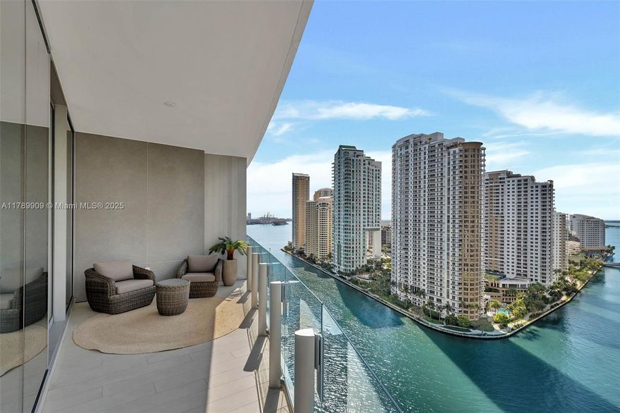 Experience luxury living at Aston Martin Residences in this fully furnished, turnkey 3BR/3.5BA condo. Enjoy breathtaking panoramic views of Biscayne Bay, the Miami River, and the skyline through floor-to-ceiling windows that flood the space with natural light. High-end appliances, sleek finishes, and a spacious balcony elevate the lifestyle. Indulge in 3 floors of world-class amenities: panoramic pool with cabanas and jacuzzis, state-of-the-art gym with spinning and boxing rooms, 2 theaters, golf simulators, kids and teens rooms, and house car service.