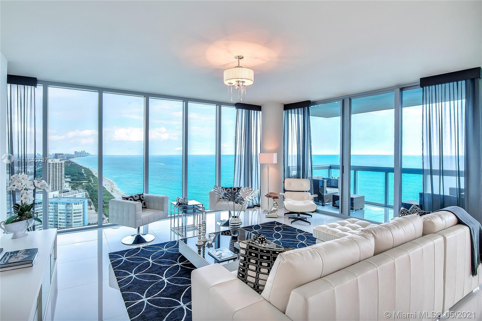 Best views in Miami Beach, see all the way to Ft Lauderdale! Spectacular unit designed by J Britto Designs. 3/3 + Den, floor to ceiling windows with direct ocean & bay/city Views! 2 large balconies, Large open floor plan, Sparkling kitchen with SubZero, Miele &Granite. Located in the Exclusive North Tower of Carillon. 5-Star Service, Valet & Concierge, 8 Memberships to Spa/Beach Club/over 50 Fitness Classes Daily. Organic Restaurants & 4 Pools and private beach attendants.