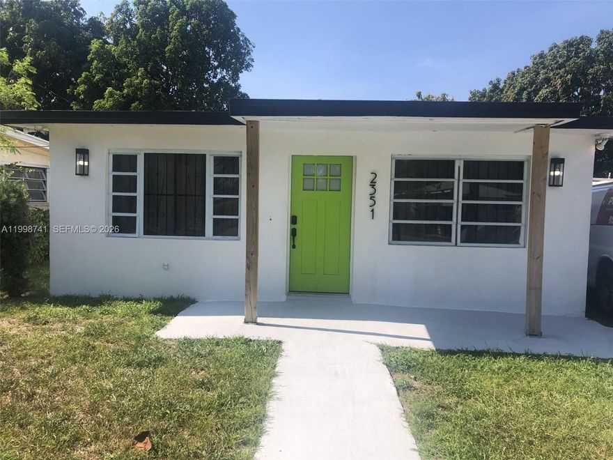 Beautiful home in the Eleanor Park subdivision in Miami Gardens. This 2 bedroom one bath home features over 800 sqft of living area with a 6000 sqft lot.  In 2024 new impact windows were installed , and new drain lines were installed.  There are 2 ductless mini splits installed for air conditioner as well as 2 AC wall units.  Property is currently leased but tenants will move out within 30 days.