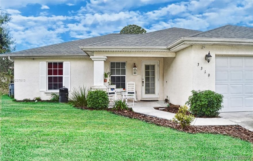 You will find this 2006 concrete block ranch style home with its’ split floor plan including 3 bedrooms and 2 baths, formal entry with office (or 4th bedroom), separate laundry room, and spacious open floor plan living area including living, dining, and kitchen—and overlooking a backyard screened lanai. Other features include an open front “sitting” porch, a double car garage, a concrete driveway, a Ted’s shed—and situated on an oversized corner lot!