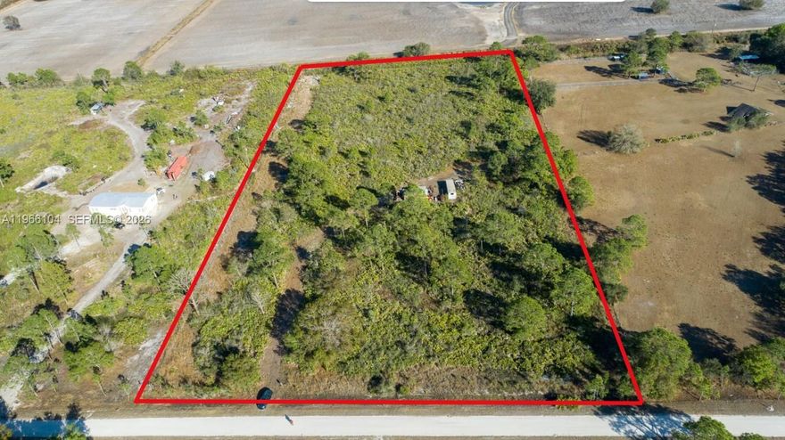 Private 5.07+/- acre fenced parcel located on a quiet dead-end road in the rural Muse area of LaBelle / Glades County. This well-situated property has approximately 335 feet of road frontage and is primarily open pasture with several scattered mature trees that provide privacy and shade. The land appears high and dry and is fully perimeter fenced, making it well-suited for a primary residence, farming, or other agricultural uses. Electric is available along the road; well and septic will be required for a residence. The peaceful setting offers minimal traffic and true country living, with low property taxes common in the area due to agricultural exemptions. The Muse community is known for its quiet, rural character and features a local church, country store, and nearby EMS and fire services. Families may have their children attend West Glades School (K-8), an A-rated school with a strong reputation. Conveniently located approximately 5 miles from LaBelle and about 30 miles from downtown Fort Myers, this property offers privacy, usability, and accessibility in one exceptional rural setting.