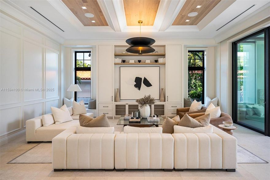 Step into this newly custom-built waterfront home in prestigious Bay Harbor Islands. This 5,570 sq.ft residence boasts 6 beds, 5 full baths (2 half baths), seamlessly blending West Indies architecture with high-end design. This open concept layout with limestone floors, a top-of-the-line kitchen, sauna, media room, and smart home tech. Outside, a fully equipped boat dock, elegant pool, cold plunge / sauna and landscaped grounds offer the full Miami lifestyle. easy ocean access. Furniture not included in purchase.This home received a full C/O and is now Turn key move-in ready.