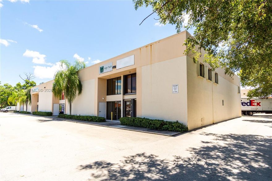 Excellent visibility with street frontage on main thoroughfare SW 120 ST. Corner end cap location close to highways. 
2,250 Sq FT facility completely under A/C with clear 20’ warehouse with grade level door. The 2nd level with 760
+160 extra Sq Ft for storage needs, Offices and Showroom, including plentiful open parking at the office entrance in the front and private parking in the rear.