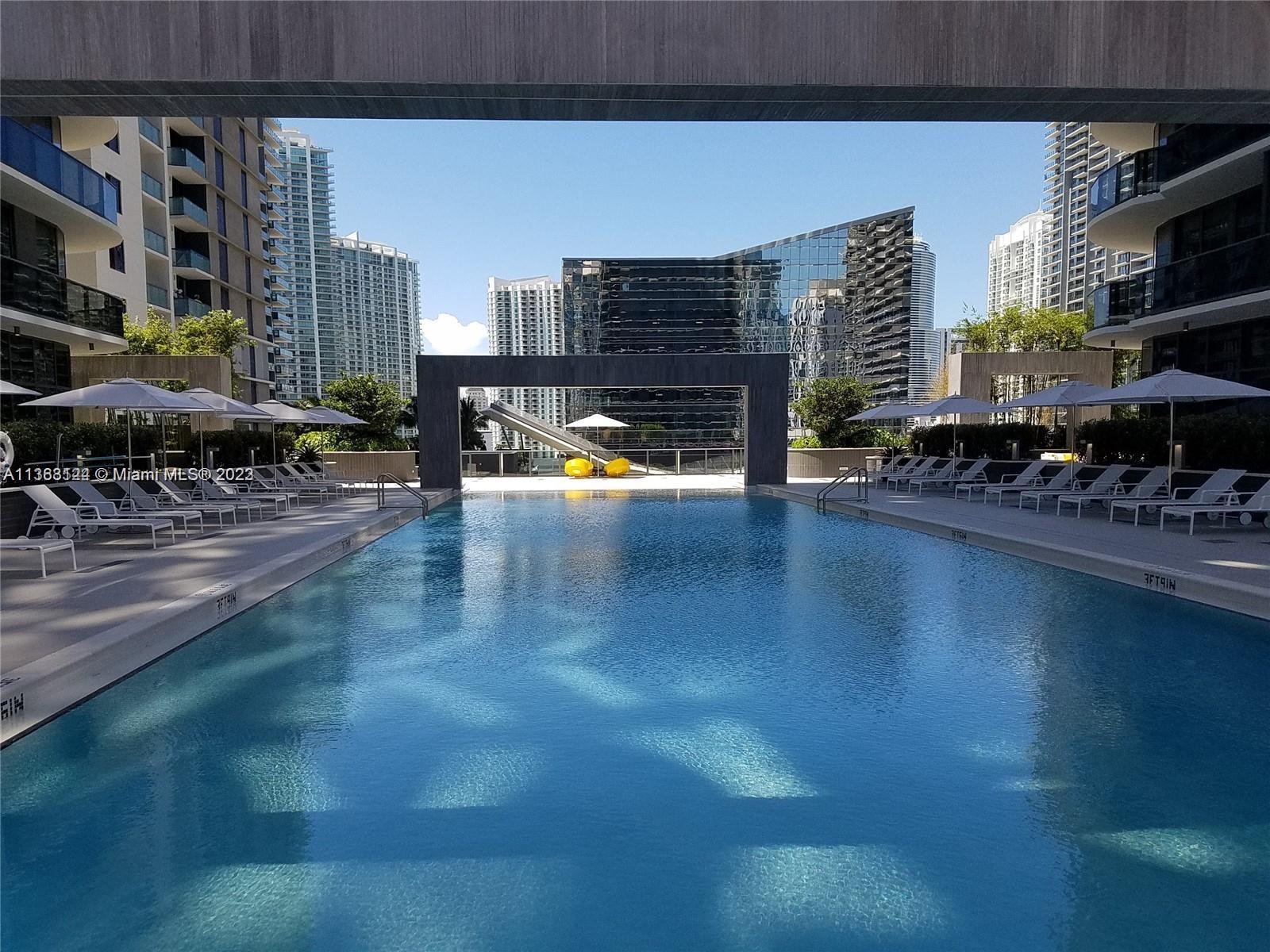 AVAILABLE JUNE 5TH - Live/work/play in the sought-for Brickell Financial District. Walking steps from Merrick Brickell Village, fine restaurants, and City Center fine shopping mall. Unit 2407 offers tiled floors, a custom closet, Stainless Steel Appliances, Washer/Dryer, and curtains with block-out curtains in the bedroom. The building offers excellent conveniences such as Equinox Gym and Soul Cycle on the same premises. Amenities include a roof pool and a 9th-floor pool, Gym, Spa, Theater room, and more.