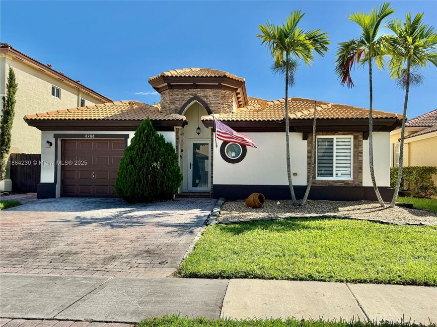 Enjoy the tranquility of The Reserve subsection inside the security-gated Isles of Bayshore. Incredible, quiet lot location with no thru traffic. Brand new energy-efficient impact windows let tons of light stream into each room. This spotlessly maintained home provides a warm and welcoming vibe with volume ceilings. Beautifully updated, white cabinet kitchen with waterfall countertop, split sink and hi-end faucet set. Breakfast bar seating. Outside features custom covered back patio and BBQ entertainment area. Fenced backyard. Massive primary BR with walk-in closet. Nest thermostat. The community offers a resort-style clubhouse with gigantic pool, jacuzzi, gym, kid room & playground. Minutes from Black Point Marina and upscale shopping centers. Easy access to the Florida Turnpike and US-1.