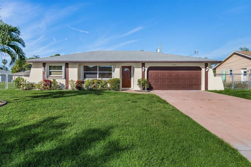 Welcome home! This beautifully updated 3/2 in SW Cape Coral is perfect for families. Enjoy a bright open layout, tile floors throughout, and a modern kitchen with granite counters and stainless appliances. Relax in the fenced backyard and pool with plenty of space for kids and family gatherings New roof (2018), newer A/C and water heater, and all city assessments paid! Great neighborhood close to schools, parks, shopping, and dining.