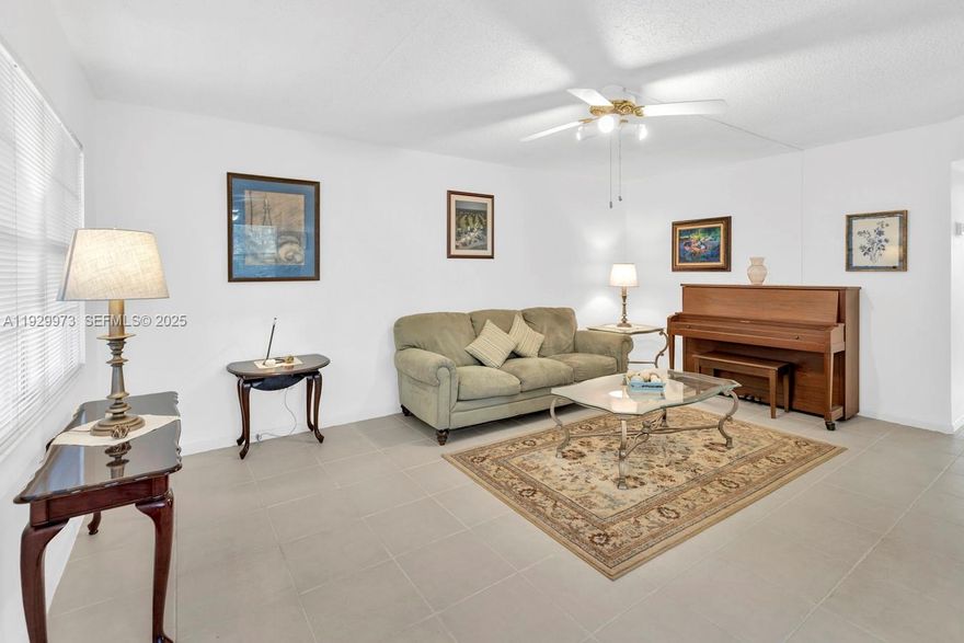 Fully furnished, updated first-floor unit for Lease. 2 spacious bedrooms, 1 full bath, and 1 half bath. Located at Century Village, a gated, 55+ community with resort-style amenities including a clubhouse, pools, fitness center, tennis and pickeball courts, transportation services, and much more. Just minutes from shopping, dining, and Boca's beautiful beaches. Easy to show.