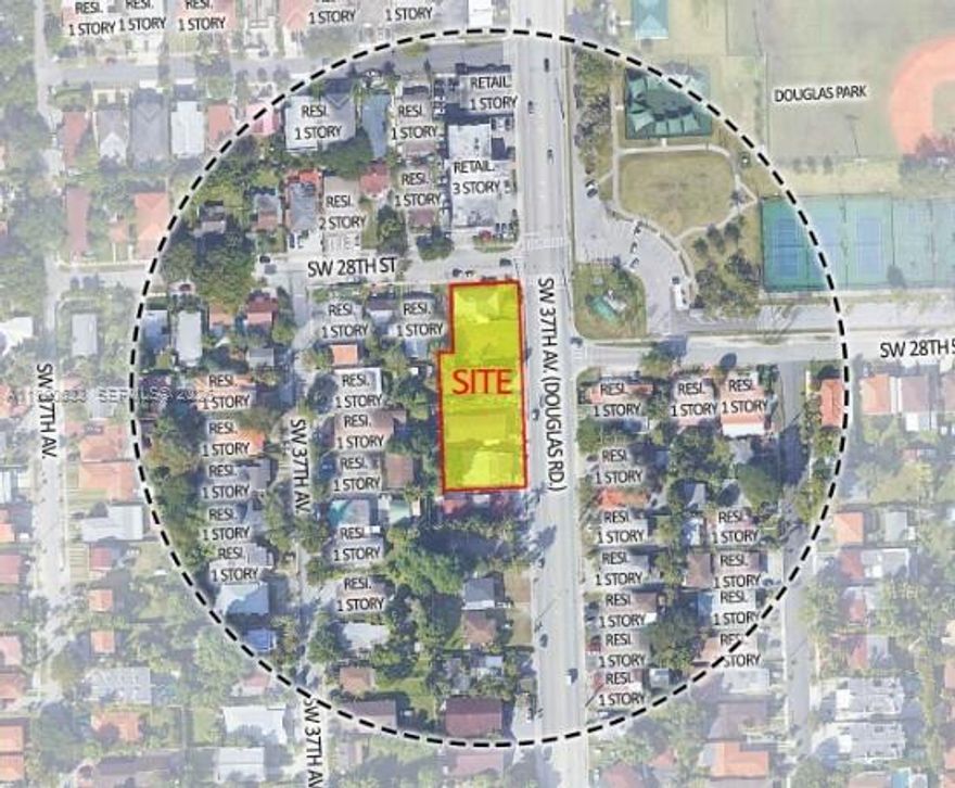 PORTOFOLIO INCLUDING 7 PROPERTIES SIDE BY SIDE: PERFECTLY LOCATED ON WELL KNOWN DOUGLAS RD- 42,000 Sq. Ft. ZONING T5-0 +3 = AUTHORIZED FOR 8 STORIES. DEVELOPEMENT PORTOFOLIO SITE OF 7 PROPERTIES ASSEMBLED CORNER LOTS WITH LARGE FRONTAGE ON DOUGLAS RD. ACROSS DOUGLAS RD IN FRONT OF RENOVATED "DOUGLAS PARK". INCLUDED IN THE SALE ARE THE FLOOR PLANS APPROVED FOR A 8 STORIES MIXED USED BUILDING 3 STORIES OF PARKING  AND 5 STORIES (135 CONDO APARTMENTS). THE PORTOFOLIO INCLUDES THE FOLLOWING PROPERTIES: 3700 SW 28th St + 2810 SW 37th AVE + 28 14 SW 37th AVE + 2816 SW 37th AVE + 2828 SW 37th Ave + 2824 SW 37th AVE + 2828 SW 37h AVE. GREAT LOCATION BETWEEN CORAL GABLES, COCONUT GROVE AND MIAMI INTERNATIONAL AIRPORT.