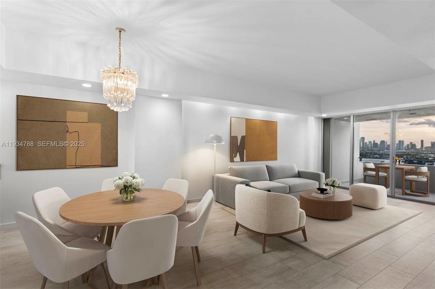 Rare 2BR/2BA penthouse exclusively offered below $1M in a full service condo building on Belle Isle. Top floor residence with volume ceilings heights, higher than the rest of the building. Owner installed brand new hurricane impact glass windows and doors that highlight the sweeping downtown Miami skyline views, the perfect backdrop to watch the sunset. Ideal add value opportunity with major building upgrades already completed. This prime location is walkable to restaurants, retail, exercise studios and every grocery store you can imagine. Families with young children and dogs love the built in island lifestyle, the playground and newly renovated dog parks are filled with community minded neighbors who contribute in making this neighborhood feel the most LOCAL in all of south beach. At this new price, PH5 is a gift for whoever is lucky enough to call PH5 home.