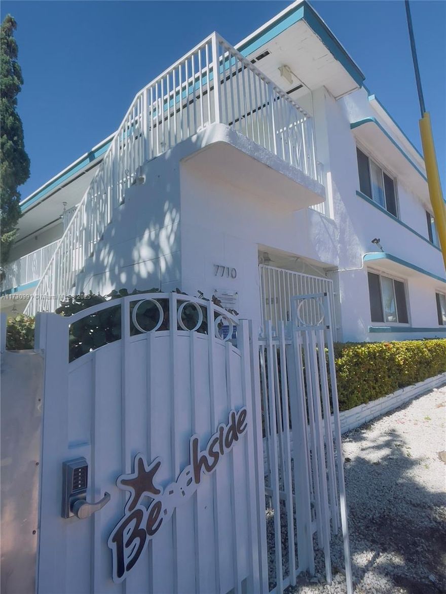 "Beachside all Suites Hotel" consists of three buildings. This one has 16 furnished studio apartments with fully equipped kitchens, is located in the heart of Mid Miami Beach, 2 blocks from the beach, and centrally located to array of restaurants, bars, shops, super markets and more.. All remodeled and stylish apartments is ideal for any family vacationers, couple getaway's, business trips etc. Property also offers a relaxing courtyard with sun lounges and umbrellas, complimentary beach towels and Wifi. This property has 2 more buildings as Beachside and are listed separately but can be sold as a portfolio, see broker remarks for more info