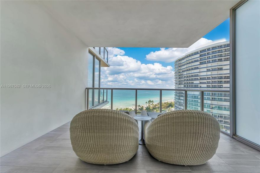Oceanfront 1 bed + den residence at the St. Regis Bal Harbour, thoughtfully laid out and fully furnished. The den is configured as a second sleeping area with a queen bed and its own full ensuite bathroom, creating a functional two-room feel. Enjoy direct ocean views from two private balconies. The unit also features a well-appointed kitchenette with Sub-Zero refrigerator/freezer, Miele dishwasher, microwave, and 2-burner electric cooktop.

As part of the St. Regis, residents enjoy full access to five-star resort amenities, including beach service, oceanfront pool, fitness center, concierge, and complimentary valet parking, offering a seamless extension of the living experience.

All of this is set in the heart of Bal Harbour, directly across from the Bal Harbour Shops, placing world-class dining, luxury retail, and everyday conveniences just steps from your door.

Short-term rental only (maximum 6 months). Annual rate is shown for MLS purposes; pricing varies depending on season and length of stay.