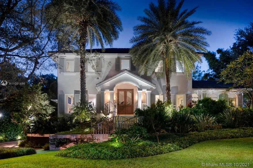 Impeccable two story in oversized lot completly updated to perfection! Open, bright and spacious. Upstairs master suite plus 3 additional bedrooms. Downstairs guest bedroom plus office or playroom, wet bar, spacious kitchen open  to family room. Great covered terrace with summer kitchen perfect for entertaining. Very private pool and patio, walk to clubhouse/tennis courts, located in gated Cocoplum with 24 hour security.