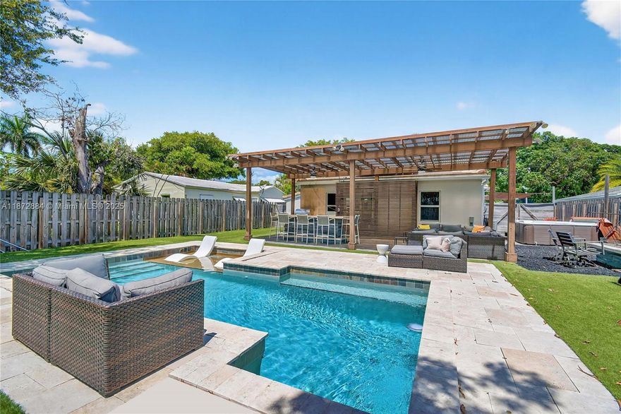 Step into luxury living in this beautifully upgraded 3Br/2Ba residence in prestigious Croissant Park- No HOA! Designed for both style and comfort, this home boasts a resort-inspired backyard with a state-of-the art heated saltwater pool, sleek pergola, fully equipped summer kitchen with gas BBQ, ice maker, dining island, and fire pit—perfect for entertaining. Impact windows/doors, solar panels, a new roof (2023), updated kitchen & baths, and refined finishes throughout. With its prime East Fort Lauderdale location—just minutes to the beach, Downtown/ Las Olas Blvd, world-class dining, shopping, top-rated schools, airport and cruise port- this home offers the perfect blend of sophistication, convenience, and coastal lifestyle. Schedule your showing today!