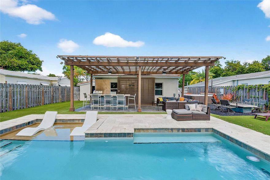 Step into luxury living in this beautifully upgraded 3Br/2Ba residence in prestigious Croissant Park- No HOA! Designed for both style and comfort, this home boasts a resort-inspired backyard with a state-of-the art heated saltwater pool, sleek pergola, fully equipped summer kitchen with gas BBQ, ice maker, dining island, and fire pit—perfect for entertaining. Impact windows/doors, solar panels, a new roof (2023), updated kitchen & baths, and refined finishes throughout. With its prime East Fort Lauderdale location—just minutes to the beach, Downtown/ Las Olas Blvd, world-class dining, shopping, top-rated schools, airport and cruise port- this home offers the perfect blend of sophistication, convenience, and coastal lifestyle. Schedule your showing today!