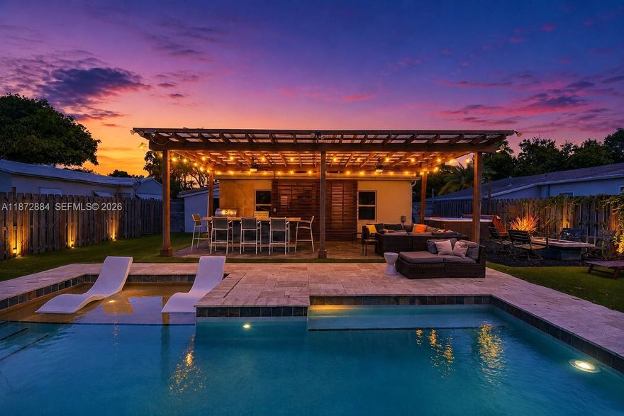 CRYPTOCURRENCY ACCEPTED! Step into luxury living in this beautifully upgraded 3Br/2Ba residence in prestigious Croissant Park- No HOA! Designed for both style and comfort, this home boasts a resort-inspired backyard with a state-of-the art heated saltwater pool, sleek pergola, fully equipped summer kitchen with gas BBQ, ice maker, dining island, and fire pit—perfect for entertaining. Impact windows/doors, solar panels, a new roof (2023), updated kitchen & baths, and refined finishes throughout. With its prime East Fort Lauderdale location—just minutes to the beach, Downtown/ Las Olas Blvd, world-class dining, shopping, top-rated schools, airport and cruise port- this home offers the perfect blend of sophistication, convenience, and coastal lifestyle. Schedule your showing today!