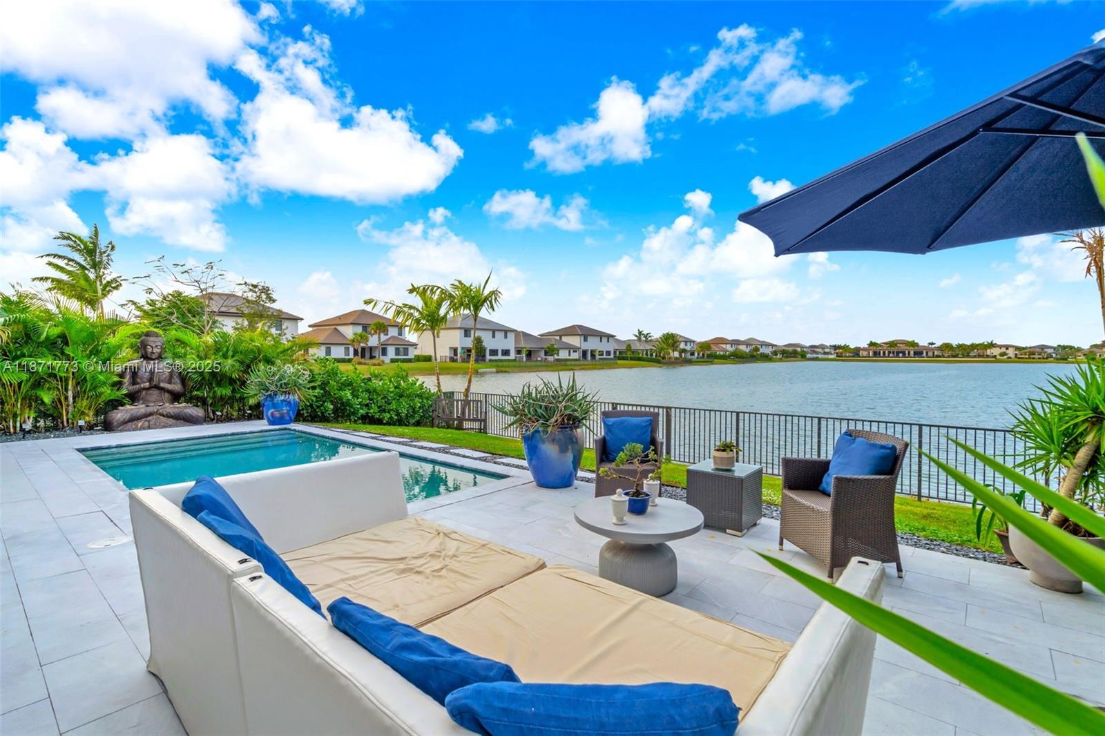 Wake up to water views in this stunning 5BD/4.5BA lakefront residence in Marbella with over $100K in upgrades: impact windows/doors, glass staircase, quartz counters, winery, outdoor patio and pool. Open floor plan with lake views, guest suite on main level, plus upstairs flex room, Jack & Jill bathrooms, and a full suite, 10-ft ceilings, natural light and dual A/Cs. Enjoy resort-style amenities: gated entry, clubhouse, gym, pool, and playground with easy highway access. Schedule your private tour today!