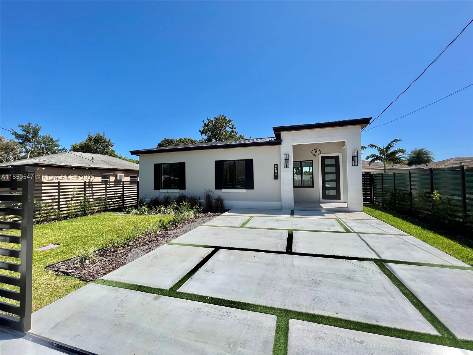 SPECTACULAR BRAND NEW HOME, BUILT IN 2024, 3 BEDROOMS AND 2 BATHROOMS, NICE FENCED BACKYARD WITH SALTED WATER POOL, WOOD TILE FLOORS THROUGHOUT, IMPACT DOORS AND WINDOWS, EUROPEAN STYLE KITCHEN WITH QUARTZ , WATER FALL ISLAND, LUXURY SAMSUNG APPLIANCES, SECURITY CAMERAS, WASHER AND DRYER, SMART SPRINKLER SYSTEM,HOUSE IS COMPLETELY FENCE FOR PRIVACY.