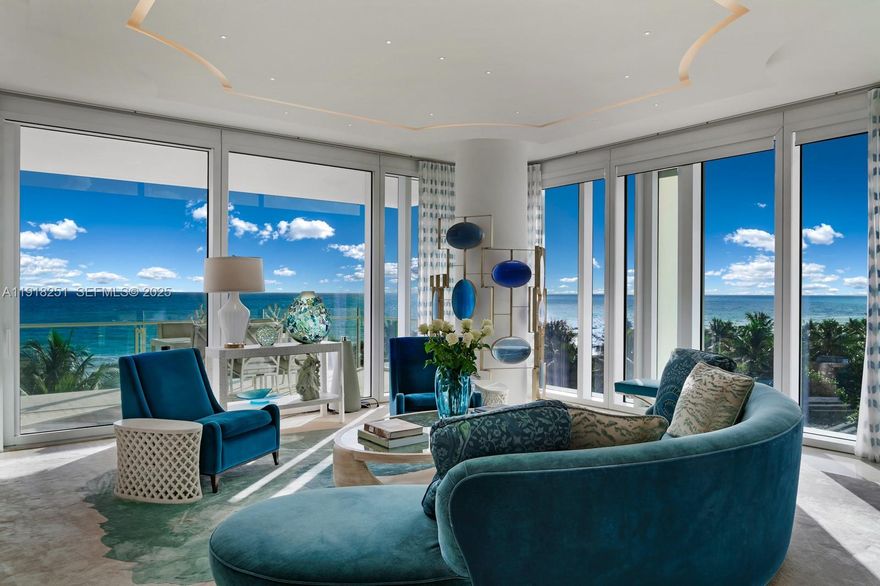 Experience exceptional Four Seasons living with this beautifully appointed 3-bedroom, 3.5-bath residence at the iconic Surf Club. Spanning 3,370 SF, this home offers panoramic ocean and city views, paired with refined, light filled
interiors designed for effortless luxury. The expansive living and dining areas extend onto 12-foot-deep, glass-enclosed terraces, creating an exceptional indoor–outdoor lifestyle. A sleek chef’s kitchen features Sub-Zero and Miele appliances, custom cabinetry, and a 5-burner gas cooktop. The spacious primary suite includes a spa inspired bath and generous closets. Residents enjoy unrivaled amenities, including pools, a private beachfront,
world-class dining, a state-of-the-art fitness center, and the legendary personalized service that defines Four Seasons.