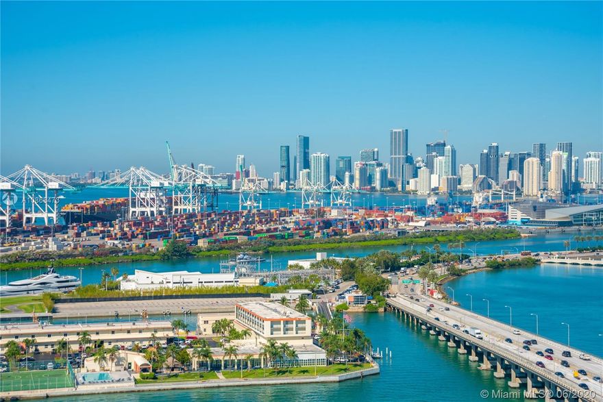 Views! Waterfront high floor 2 bedroom + Den condo at the ICON South Beach on the Miami Beach Marina. Beautiful direct bay and Miami skyline views from every room. Watch the cruise ships and Miami's famous sunsets every day from your condo in the sky. Interior features include an open kitchen with Miele and Subzero appliances, grey limestone floors, and roller shades. The den features custom sliding glass doors that transform the room from an entertaining space into a 3rd bedroom or office. The ICON is a 5 star building located in the South of Fifth neighborhood. The building amenities include a 24 hour security, a world class gym/spa, private restaurant, valet, library, and infinity pools. The ICON recently renovated the gym and pool common areas. Easy to show.