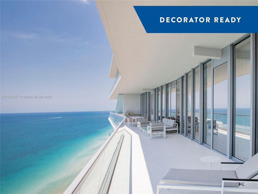 DEVELOPER INVENTORY. A ONE OF A KIND SKY RESIDENCE. DECORATOR READY TO ACCOMMODATE INDIVIDUAL TASTE. DEV CENTER COMBO UNIT OFFERING ULTIMATE PRIVACY. COLUMN FREE LAYOUT. Flowthru residence w open floorplan, direct views Ocean & Intracoastal views. STAFF QUARTERS. Imported Snaidero Italian custom cabinetry & stone countertops, top-of-the-line Gaggneau appliances, 11’ deep oceanfront sunrise terrace w summer kitchen+ Spacious walk-in closets. Turnberry Ocean Club Residences is a 54-story tower w 70,000 SF of luxury amenities, unrivaled, world-class service, including the 3-story private signature Sky Club w sunrise/sunset
pools, private dining, health & wellness spa & entertainment. Residents receive membership privileges.