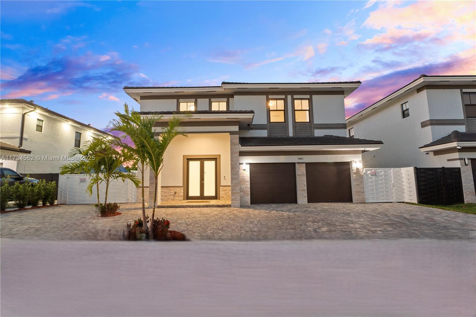 If you want new and luxurious, then this is the home for you! Gorgeous home with a modern open floor plan boasting 3,499 sq ft of living area completely upgraded with beautiful porcelain floors throughout, impact doors and windows, stainless whirlpool top of the line appliances, kitchen island, quartz counter tops, plenty of windows for natural light and ambiance, room for L shaped pool, covered terrace area, and more! With 4 spacious bedrooms and its 4 beautiful bathrooms (5th room was downstair but was opened for added family room space, can be converted)This home is perfect for a family looking for the tranquility of an excellent neighborhood and access to everything! DO NOT miss this opportunity.