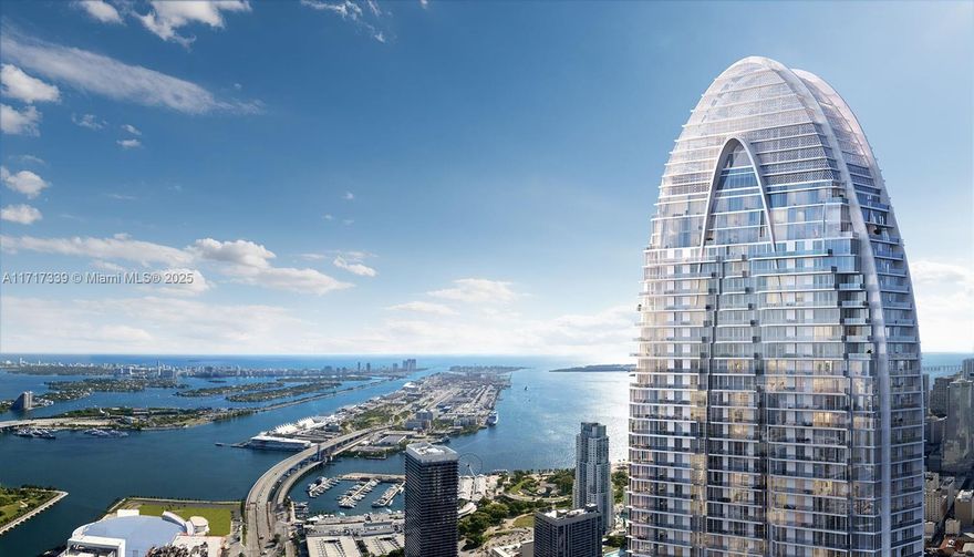 Okan Tower is 902 ft, 70 stories, & located in the center of downtown Miami. Sky Residences start on the 51st Flr (600 ft+ high) & feature the most impressive unobstructed views. Residences offer high-end finishes & choice of kitchen cabinetry. Private amenities include: the highest rooftop pool in the Western Hemisphere w/ mezzanine dining & 360-degree views; in-room dining from world-class restaurants; wine lounge; 12th floor pool & club room; fitness center & spa; children's playroom; four separate high-speed elevators. A prime location with Miami Worldcenter to the north and the Historic District to the South. Daily needs within a short walk: groceries, entertainment, & parks. Transportation within 1-block: Brightline, Metrorail, & Metromover. Pricing & availability subject to change.