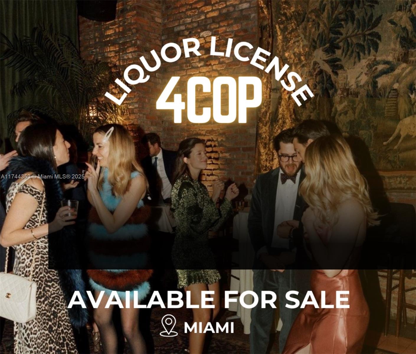 4COP FOR SALE! Liquor licenses available for Miami-Dade County, suitable for a package liquor store, bar, restaurant, or nightclub. The license is transferable throughout the county and comes with no liens or debts.