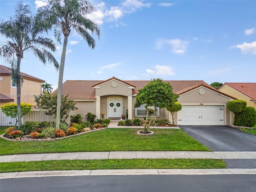 LOVINGLY MAINTAINED 4-bedroom, 2.5-bath home that has been lived in with pride and care. This warm and welcoming residence is where memories were made and children were raised. Located in THE ESTATES at the RESIDENCES OF SAWGRASS. A neighborhood of estate-style, private homes. 
ENTERTAIN IN STYLE in the oversized POOL AREA, designed for fun, relaxation, and unforgettable gatherings. Enjoy a HUGE COVERED PATIO AREA perfect for lounging, dining, or hosting year-round, plus extra grassy space ideal for play, pets, or outdoor games. This backyard offers the perfect blend of comfort, space, and resort-style living.
The living areas feature elegant 24x24 tile flooring, while the bedrooms offer wood parquet floors and walk-in closets with custom built-ins. ZEBRA BLINDS, NO POPCORN ceilings throughout. Exterior painted in 2023. Equipped with a portable generator connection, NEW POOL PUMP, NEW HEATER and A NEW SPRINKLER TIMER. Multiple sheds and covered storage areas in backyard, Garage is AIR CONDITIONED. The complete accordion shutters provide excellent hurricane protection.
Roof 2005, AC 2016, WH 2021.
Spacious laundry room with washer and dryer with built-in drawers. Located in a great neighborhood with convenient access to major highways, Sawgrass Mills Mall, restaurants, and schools. Furniture can convey with exceptions.
Low HOA fee, Big backyard vibes, Endless Entertaining— PLUS seller open to concessions. Don’t miss this one!