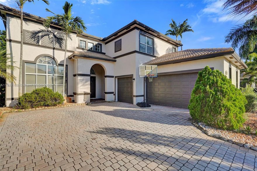 Located in the exclusive gated community of Cobblestone Creek in beautiful West Boynton Beach, just south of Wellington, this spacious 5BR/3BA home with a 3-car garage offers incredible potential. Double-door entry, soaring ceilings, and a sweeping circular staircase create an impressive welcome. Main level includes a full BR/BA ideal for guests or a home office. Kitchen w/ granite & wall oven opens to large family room + formal LR/DR. Upstairs features 4 generous BRs + 2 BAs. Recent updates provide a strong foundation — just add your finishing touches to personalize and maximize value. Resort-style community amenities include clubhouse, fitness center, pool, and manned gate. Prime location near shopping, dining & top schools.
