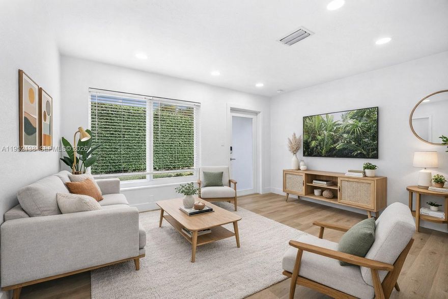 Fantastic opportunity—perfect for first-time homebuyers or anyone looking to downsize! This COMPLETELY RENOVATED home features a new 2026 roof and new impact windows (all permits included), a brand new kitchen with Samsung appliances, luxury vinyl waterproof and scratch-resistant floors, and a newer A/C. Every inch of this home has been updated—all doors, frames, and casings. Brand new closet doors, custom cabinetry, ceiling fans, door handles, recessed lighting, and a beautifully renovated bathroom - Enjoy fresh, newly installed sod and landscaping throughout the entire property, plus newly installed clusia hedges that will provide complete privacy. New PVC fence installed with large entrance/ exit doors and NO HOA! This incredible home offers an updated, resurfaced driveway. New sprinklers and a new pump on the well with a timer. Gorgeous curb appeal. LARGE backyard with plenty of space for your additions. The entire home, inside and out, has been painted with high-quality Sherwin-Williams Super Paint. Just blocks to Parks, Publix, Movie Theater, Elem. & Middle schools and many excellent small businesses. Schedule your showing today before it's gone!