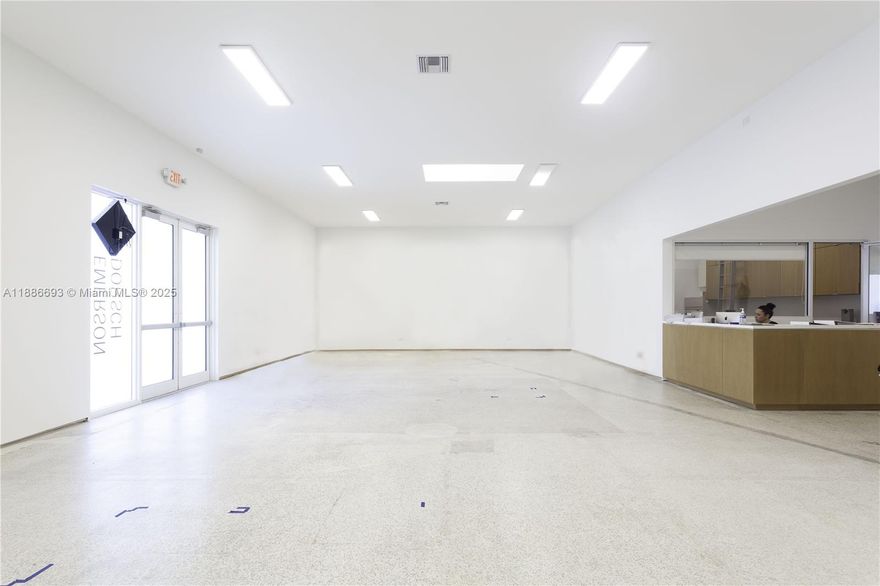 Lease 3,764 SF in rapidly gentrifying neighborhood. Currently build-out as an art gallery/showroom, mostly open space, beautiful conference room, floor-to-ceiling built-ins, a reception/workspace, drafting-area, 2 ADA Restrooms, Kitchenette & sink, multiple skylights, glass oversized entry door, high ceilings and a storage area on 1st level.  2nd level is accessible by an electric retractable staircase inside the gallery which can be used for storage or office. Additionally, there is a large rooftop entertainment space. Perfect for Gallery or Showroom - easily convertible to retail or office. Electric Remote Control Gate Access.
Also 720 SF Suite #3 is Available.